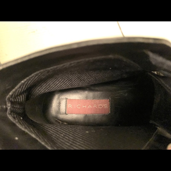 Shiny soft Black real Leather high ankle boots round toe tie-up laces Eu41 US 10 - Picture 7 of 14